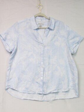 Tommy Bahama 100% Linen Short Sleeved Floral Button Up Shirt Women's Size M